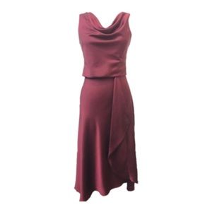 NWT Just Taylor Wine Burgundy Cowl High Low Sleeveless Dress 4 $128. a1